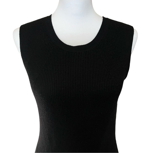 VINCE Sweater Dress Size Small Wool Blend Black Sleeveless Micro Rib Bodycon - Picture 2 of 7